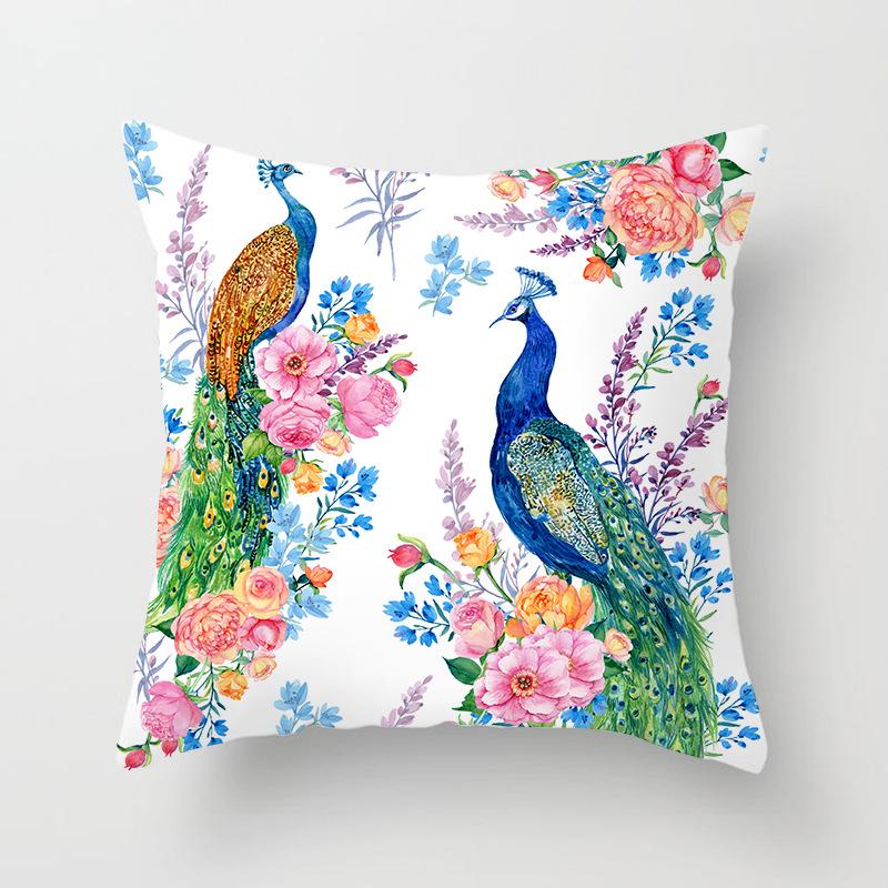 New Chinese Style Classical Peacock Feather Pattern Pillowcase Car Bedroom Living Room Cushion New Chinese Style