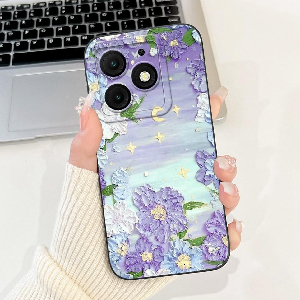 For Itel A50 Back Cover On ItelA50 A 50 Coque Funda Flower Butterfly 2024 New Women Fashion Phone Case Liquid Silicone Bumper