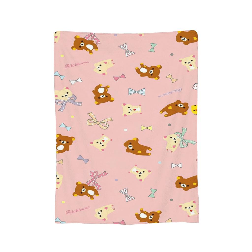 Rilakkuma Candy Strawberry Korilakkuma Blankets Flannel Throw Blanket Summer Air Conditioning Personalised Soft Warm Bedsprea,