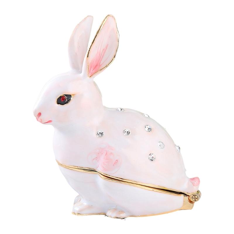 

Alloy Rabbit Jewelry Holder Magnetic Lid Portable Storage Case For Necklaces Bracelets Display Stand белый