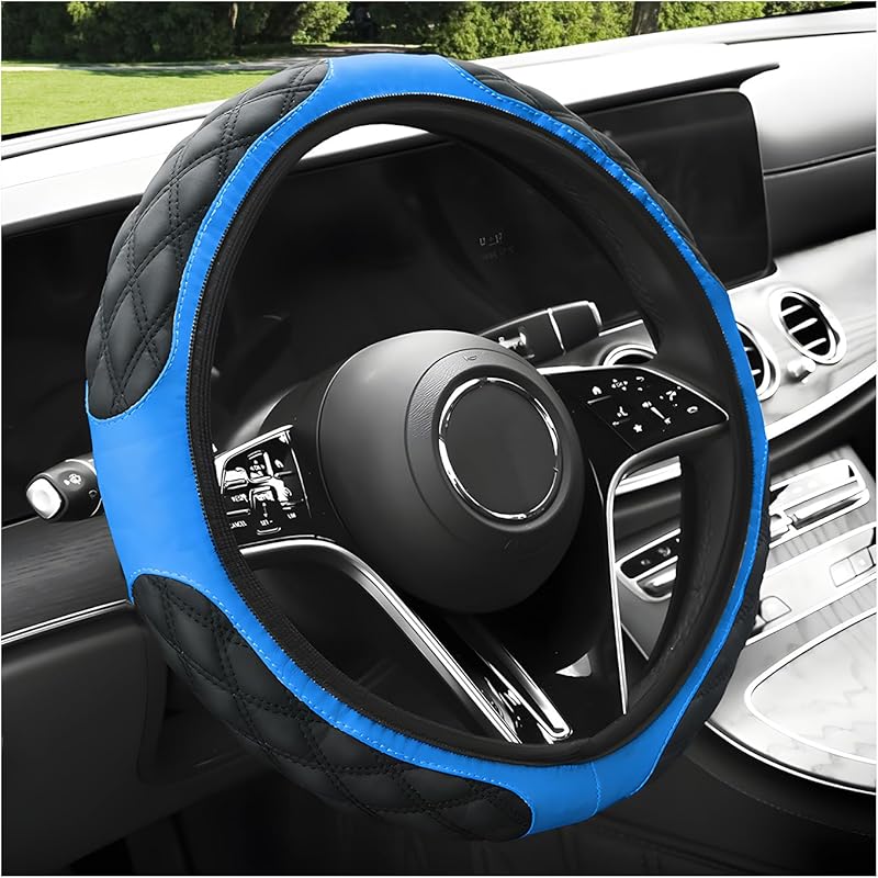 Car Steering Wheel Cover, 15 Inches Non-Slip Leather Car Steering Wheel Protector, Universal Steering Wheel Soft Cover Mats For Car Truck SUV,