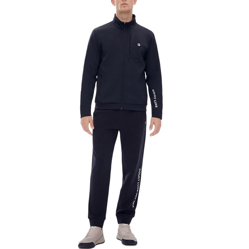 FILA Athletics Solid Color Letter Knit Sports Jacket Men Jacket Royal-Blue A11M213503FNV