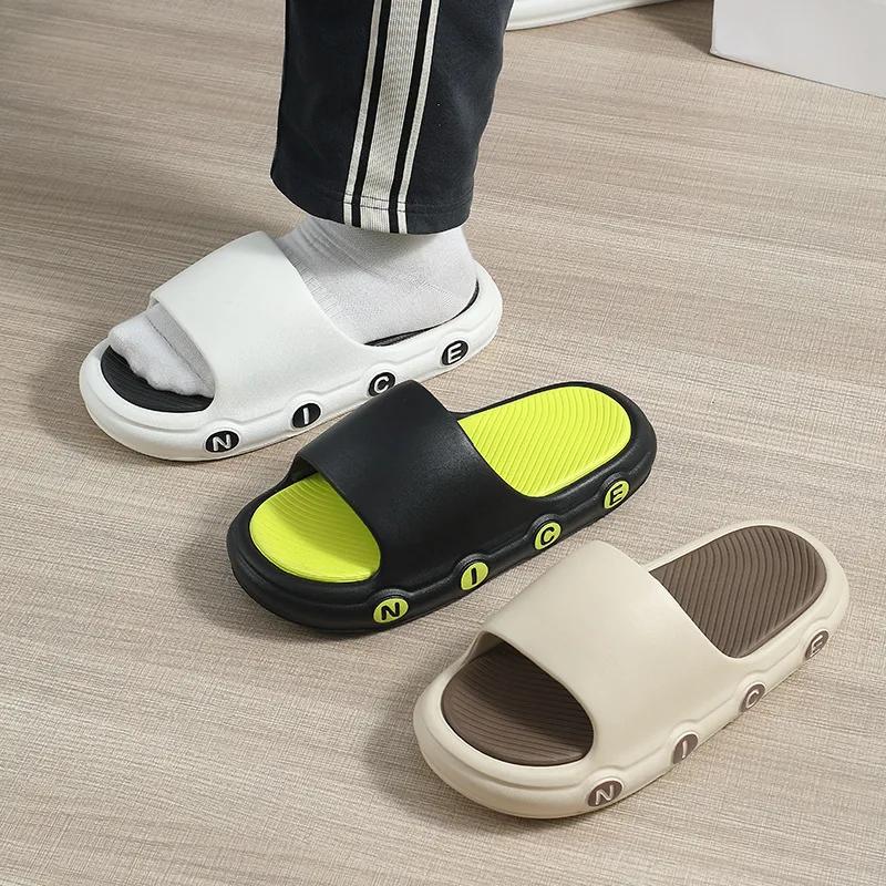 Pantuflas de baño con plataforma gruesa para mujer, tallas grandes, suela suave, con almohada de EVA, chanclas de playa antideslizantes de verano para mujer