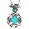 Blue Cameo Face Gemstone Unisex Women's Ethnic Silver Jewelry Pendant 3.5"