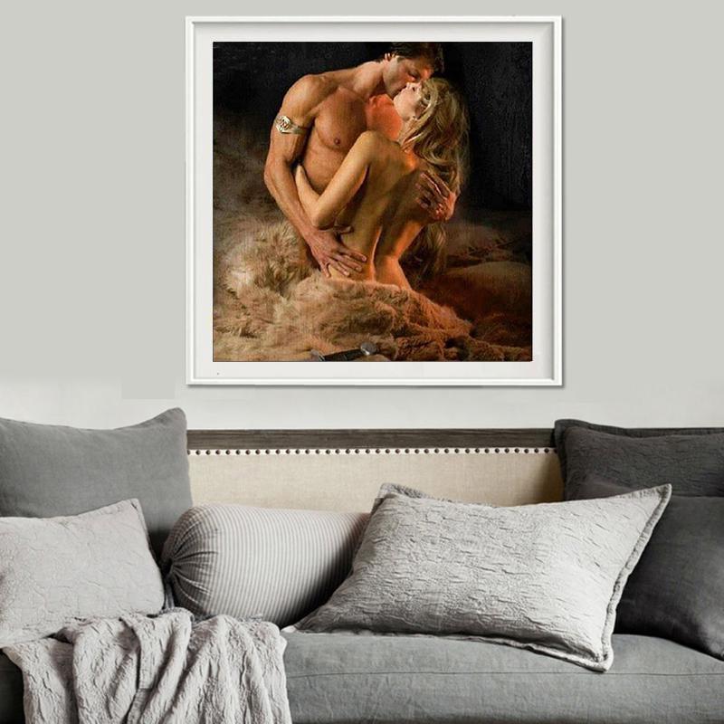 5D DIY Diamond Painting Lovers Kiss Canvas Diamond Embroidery People Picture Mosaic Cross Stitch Art