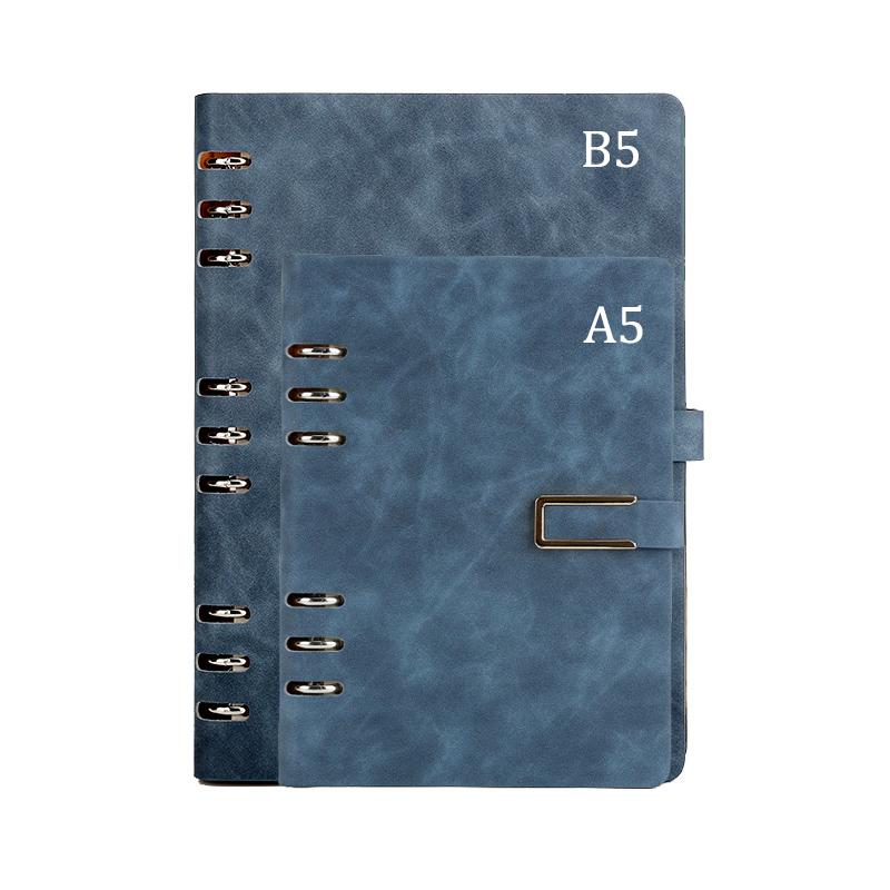 A5/B5 Detachable Metal Clip Loose Leaf Retro Notebook 100 Sheets/Book PU Hardcover Writing Diary Office Conference Study CS-021