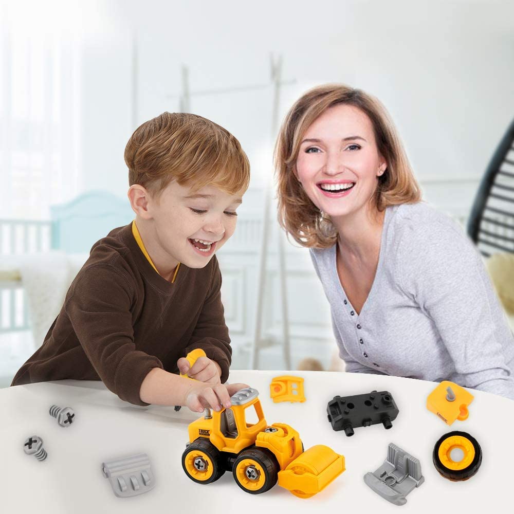 JoyGrow Construction Vehicle Set of DIY Educational Construction Pretend Sandbox Mini Gift for Boys and Girls Toys, 4, Toys, Excavator, Play, Play,