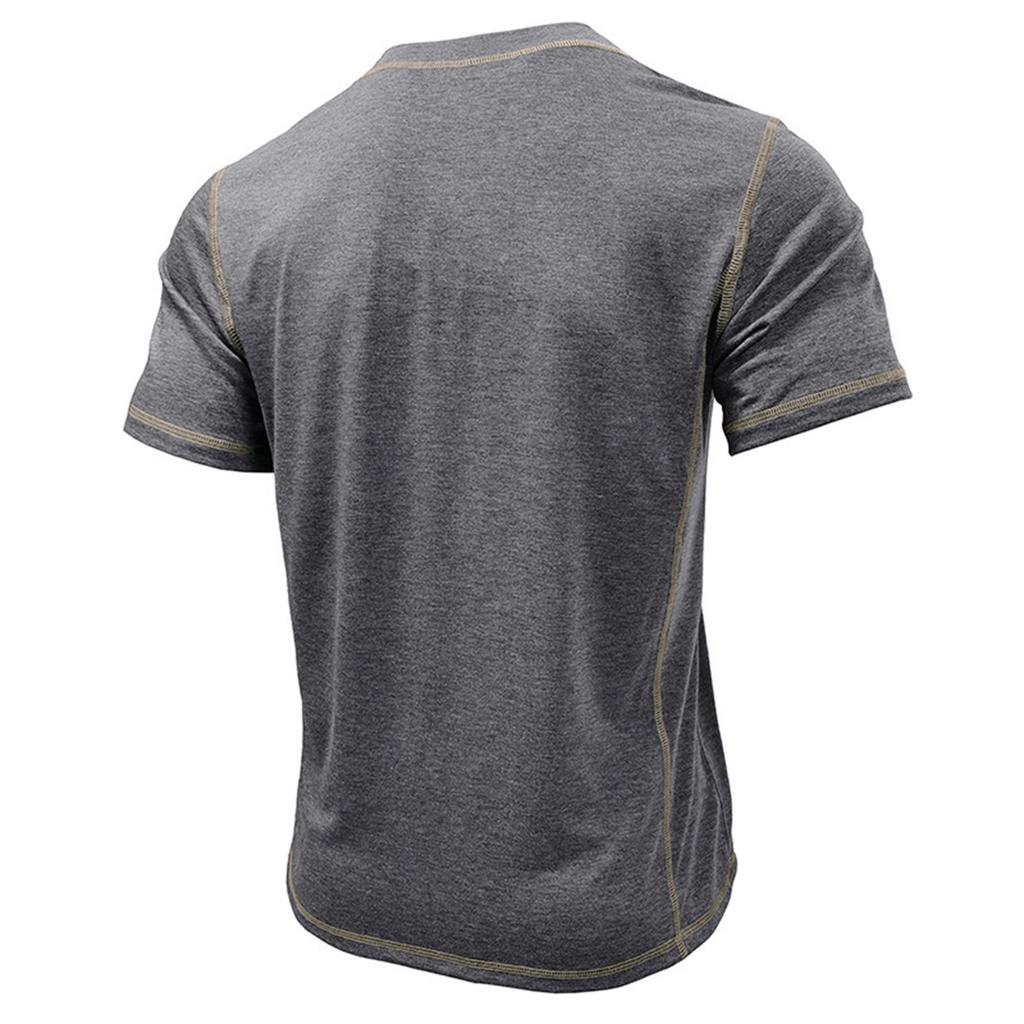 Men's Short Sleeved Shirt Men's 4-button T-shirt Casual Top