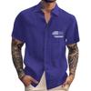 Men'S Casual Loose Short Sleeved Printed Shirt With Fashionable Lapel Top