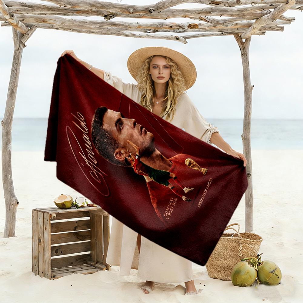 Ronaldo's Legacy Soccer Beach Towel Super Soft Microfiber Quickdry Fabric Comfortable Lightweight Perfect for Traveling Yoga Camping and Swimming