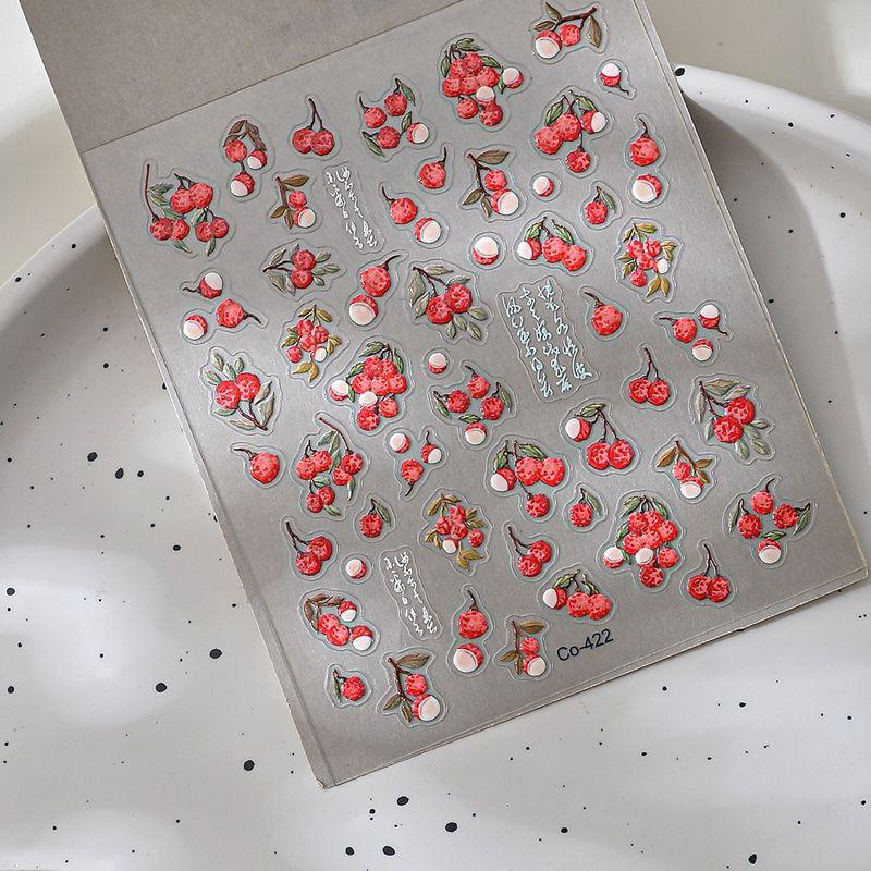 

New Craft Changan Lychee Nail Sticker Relief Summer Jelly Cute DIY Sticker Seasonal Fruit Nail Sticker CO-422