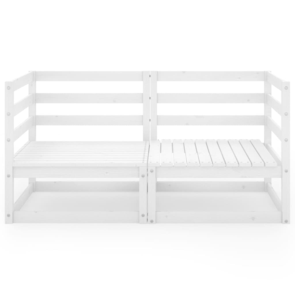 vidaXL Gartensofa 2-Sitzer Weiß Massivholz Kiefer