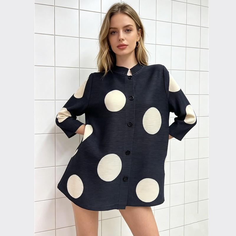oversized Polka Dot vintage shirts & blouses for blouse Casual loose summer tops women button up shirt