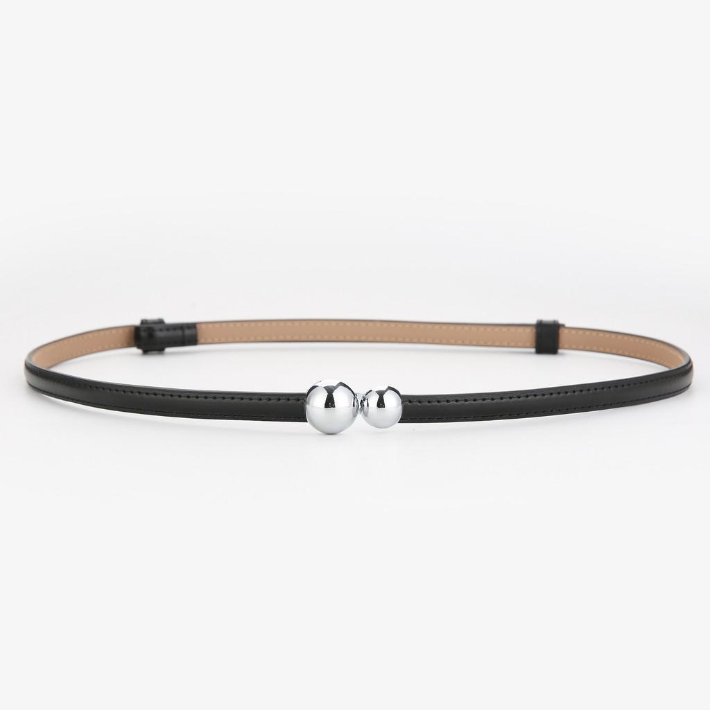 

Genuine Leather Narrow Belt For Women With Hook Closure For Dress And Skirt Fashion Black Matte