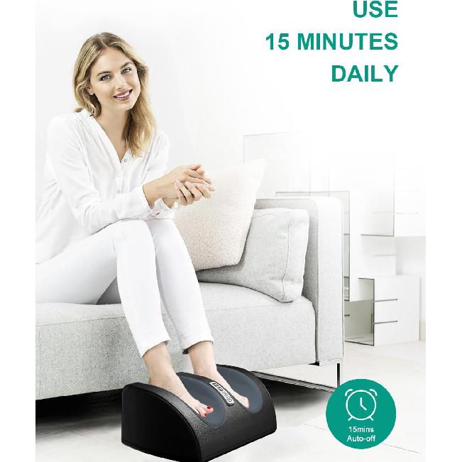 Shiatsu Foot Massager Machine with Heat, Foot and Calf Massager with Massage Roller, Deep Tissue Massager for Plantar Fasciitis, Pain Relief,