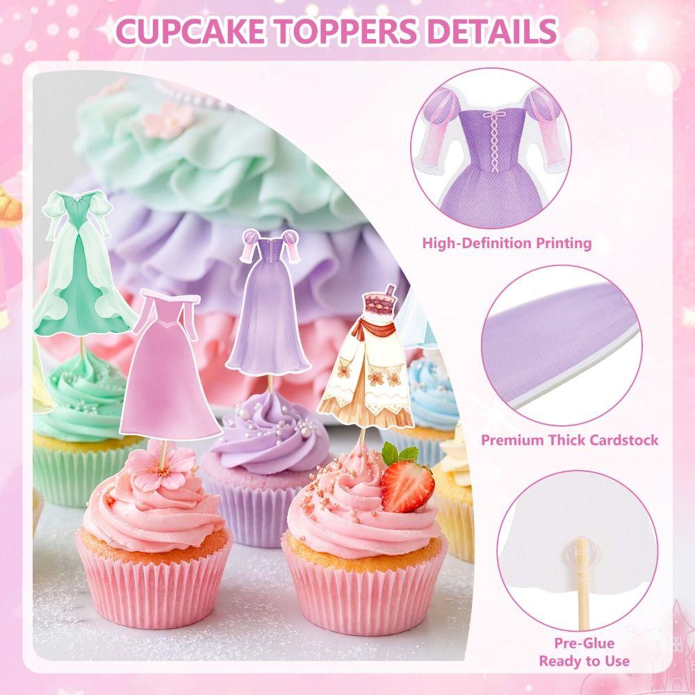 Happy Birthday Prinzessin Kleid Kuchenaufsatz Märchen Fantastische Prinzessin Kuchen Dekorationen Cupcake Toppers für Babyparty