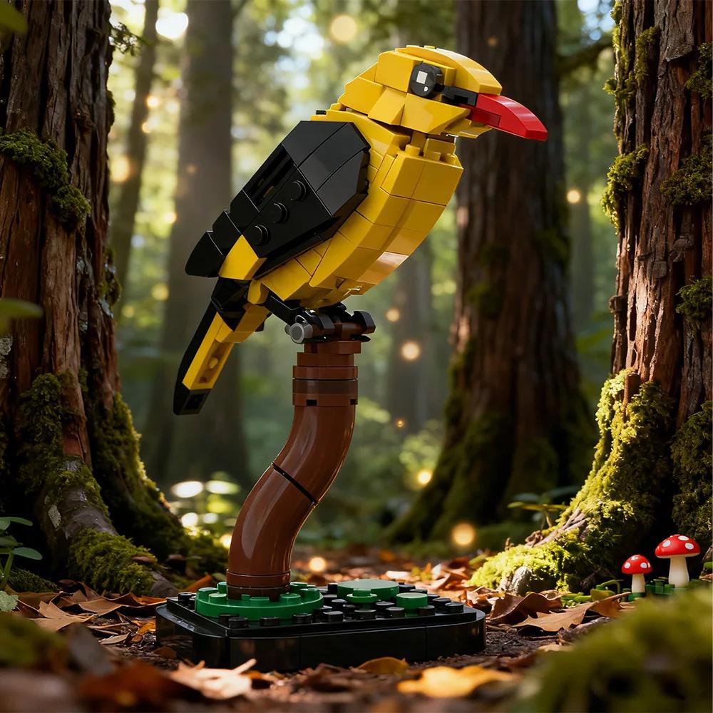 MOC Golden Oriole Building Blocks Model Animal World  Creativity Bird Golden Oriole Bricks Assembly Toys Kids DIY Birthday Gifts
