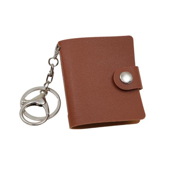 Mini Leather Photo Album Keychain with Lobster Clasp, PU Material, Ideal for Storing ID Photos, Polaroids & Collectible Cards, Cute & Portable A