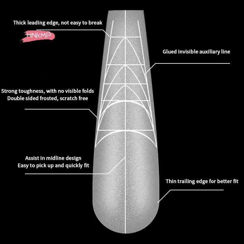 320Pcs Almond Coffin Nail Tips Multifunctional Soft Gel Full Cover Fake Nails with Auxiliary Lines for Nail Extension Press-On