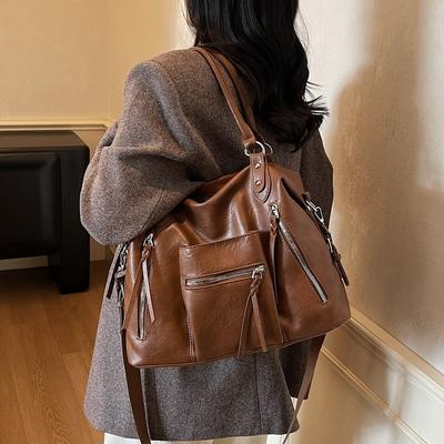 Vintage Tasche mit großem Fassungsvermögen Pendler Umhängetasche Damen Schulterhand Tragetasche Kurzstrecken Gepäcktasche