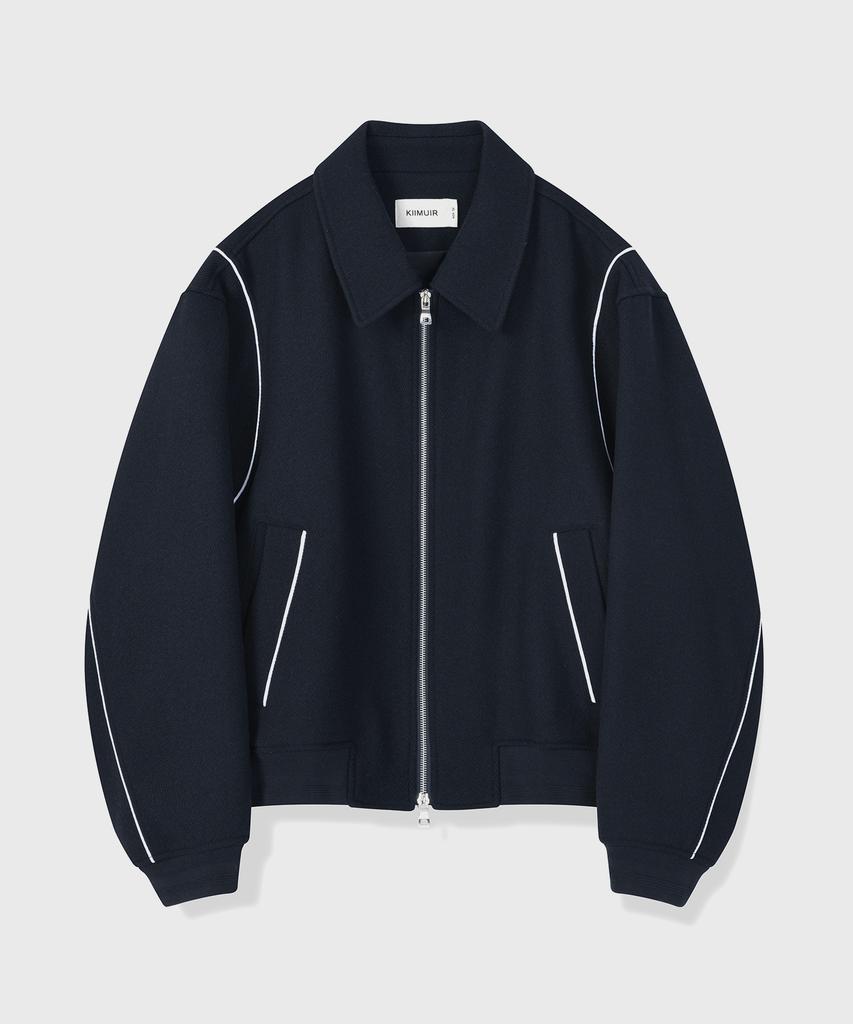 Kiimuir Wool Piping Varsity Jacket Dw_Navy