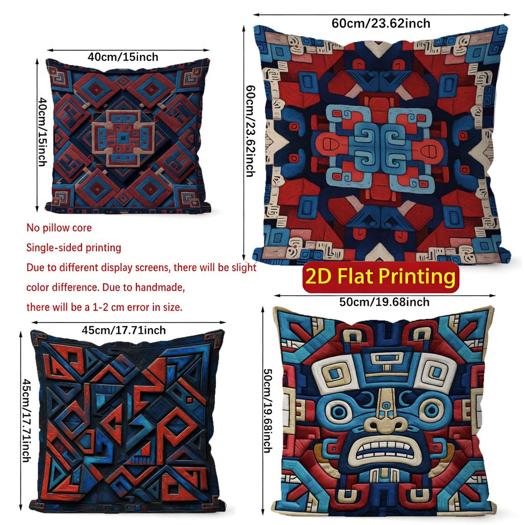 2D Aztec Geometric Tribal Throw Pillow Covers Pattern Cushion Cover Suitable For Sofa Bedroom Car Pillow Cover