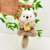 Cute Otter Holding Fish Keychain Soft Plush Toy For Car Keys And Accessories Bag