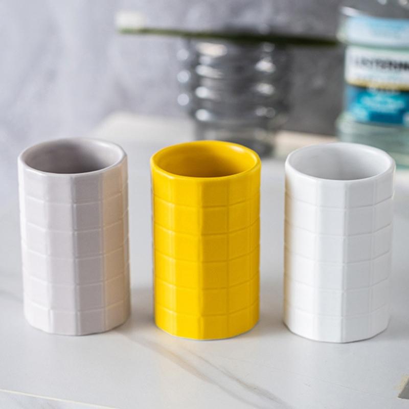 Ceramic Bath Accessories Set For Home Use, AntiSlip Toothbrush Cup Holder With Easy To Clean Glazed Finishes