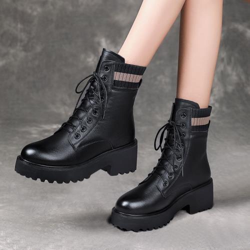 Martin boots British style women 2025 autumn and winter Korean version of the new velvet thickened short boots thick-soled versatile ins trendy women