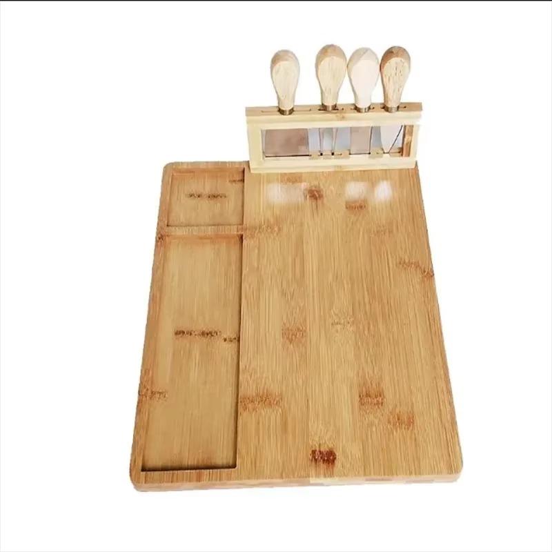 

Бамбуковая доска для сыра 1 шт. Нож для сыра, вилка, ложка, кухонные принадлежности для приготовления пищи Бамбуковая разделочная доска Деревянная доска для сыра 355*280MM