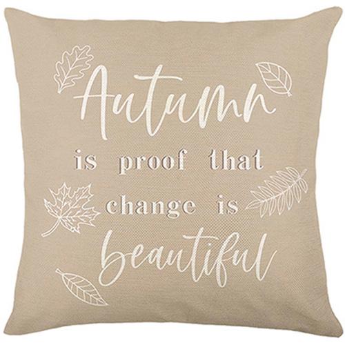 Harvest Festival Throw Pillow Cover 18x18in with Straw and Pumpkin Pattern