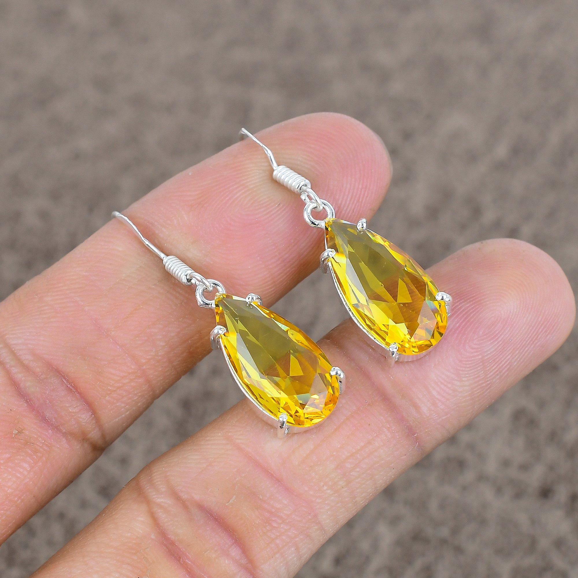 

Citrine Gemstone Handmade 925Sterling Silver Jewelry Earring 1.50 KKG-116
