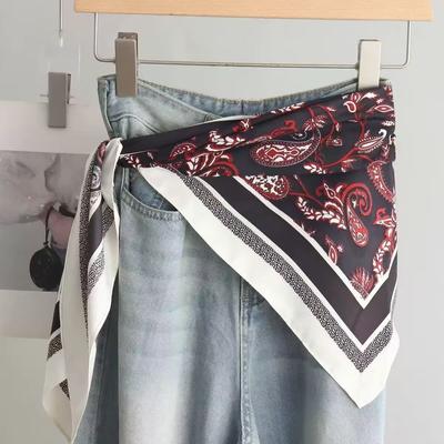 Spring Cashew Pattern Printed Triangular Silk Scarf Women's Atmosphere Wearing Headscarf Waist Fashion Decorative Headband Accessories