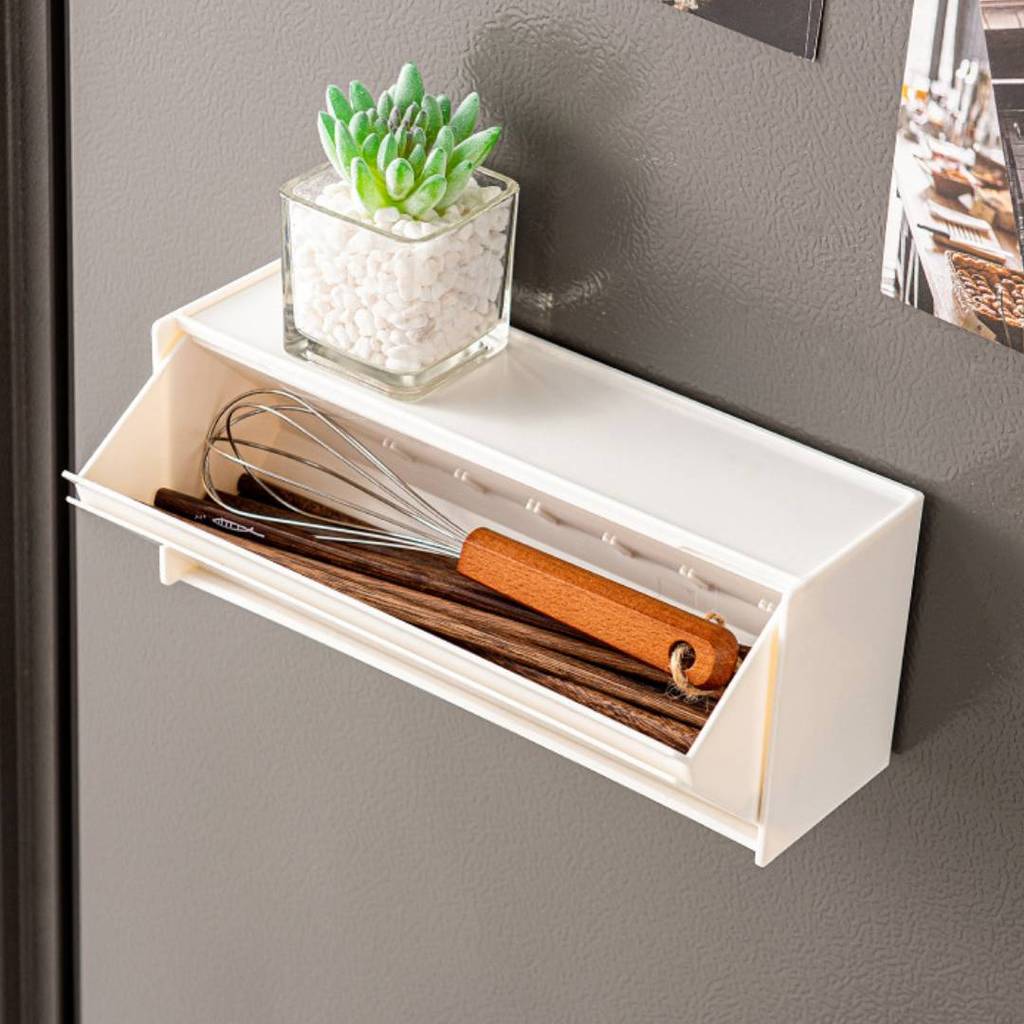 Rectangular Magnetic Storage Box With Lid For Kitchen And Bathroom Organization