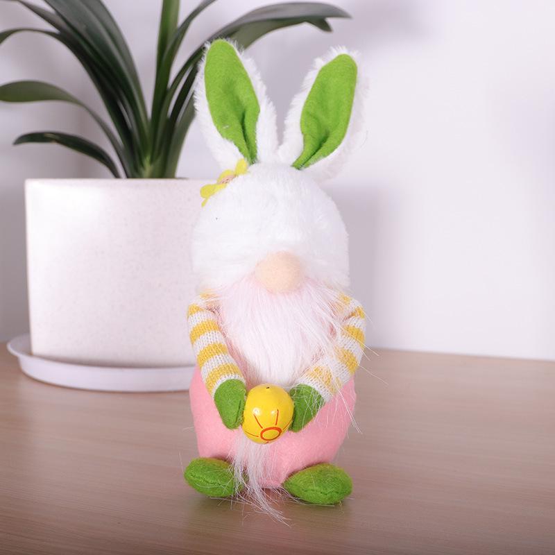 Easter 2021 Pink Faceless Rabbit Doll with Carrot and Egg Round Hat