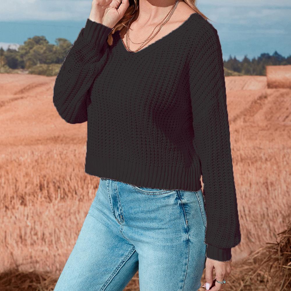 Women's Early Autumn Mesh Sheer Knitted Off Shoulder Base Layer Sweater Women's Top Long Sleeve Luxurious Relaxed-fit Slimming and Versatile Top