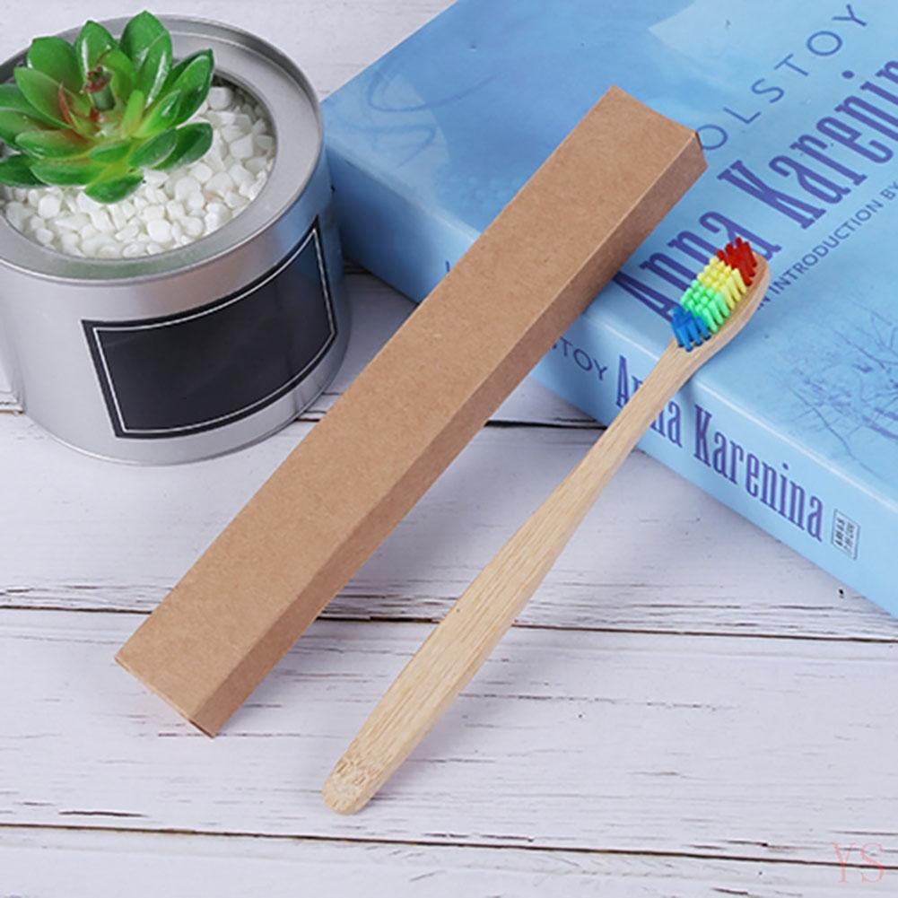 4 6 10PCS Rainbow Colored Double Core Bristles Eco Friendly Bamboo Toothbrush