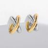 Minimalist Gold&Silver Plated Mix Stainless Steel Earrings for Women Double Layer C Shaped Small Hoop Earrings Jewelry