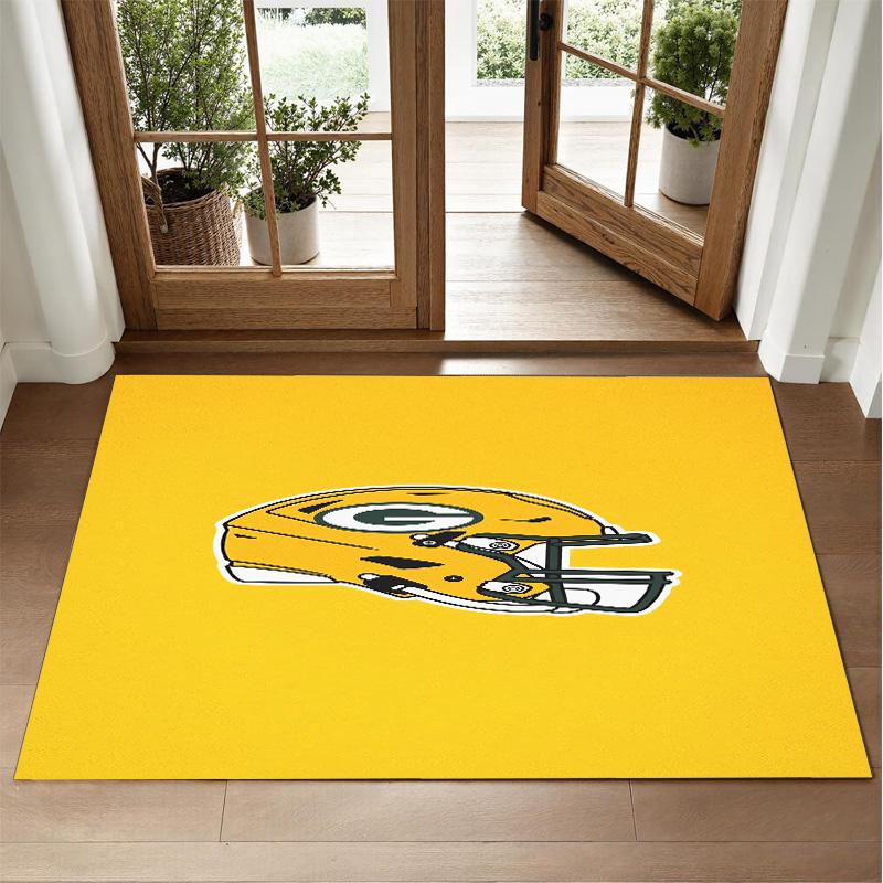 Green Bay Packers Design Crystal Velvet Rug Soft Decorative Mat for Bedroom Entrance