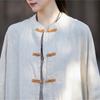 Johnature Women Shirts Vintage Tops Spring Chinese Style Button Solid Color Pockets Stand Long Shirts