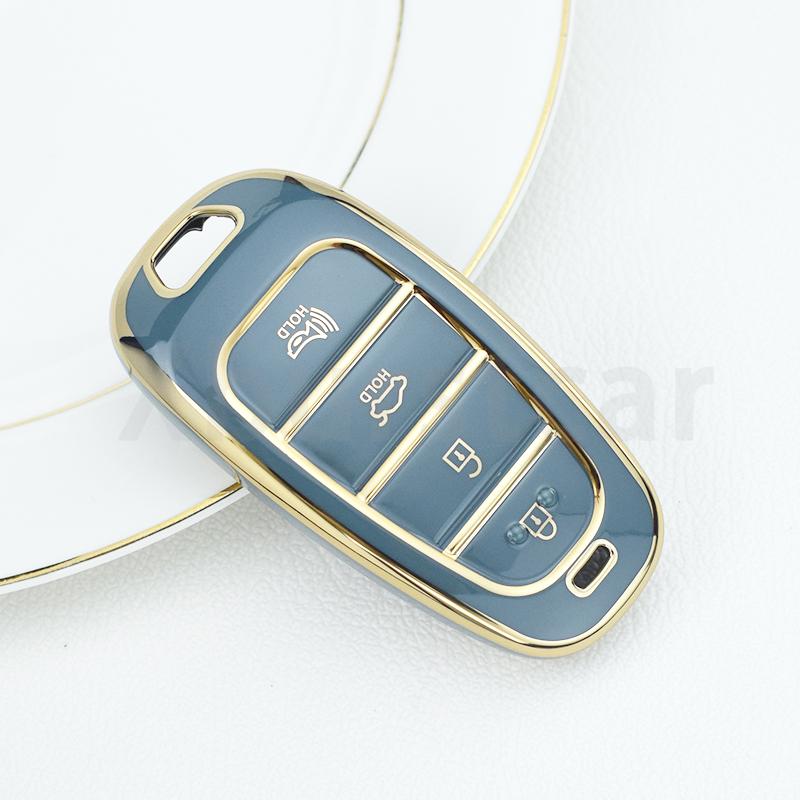 Car Key Cover Shell Fob Case Holder Bag for Hyundai Santa Fe Tucson 2022 NEXO NX4 Atos Solaris Prime Keyless Accessories