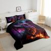 Black Dragon Queen Magic Animal Bedding Set, Magical World Neon Purple Lightning Fire Flames Bed Set Kids 3D Duvet Cover Set