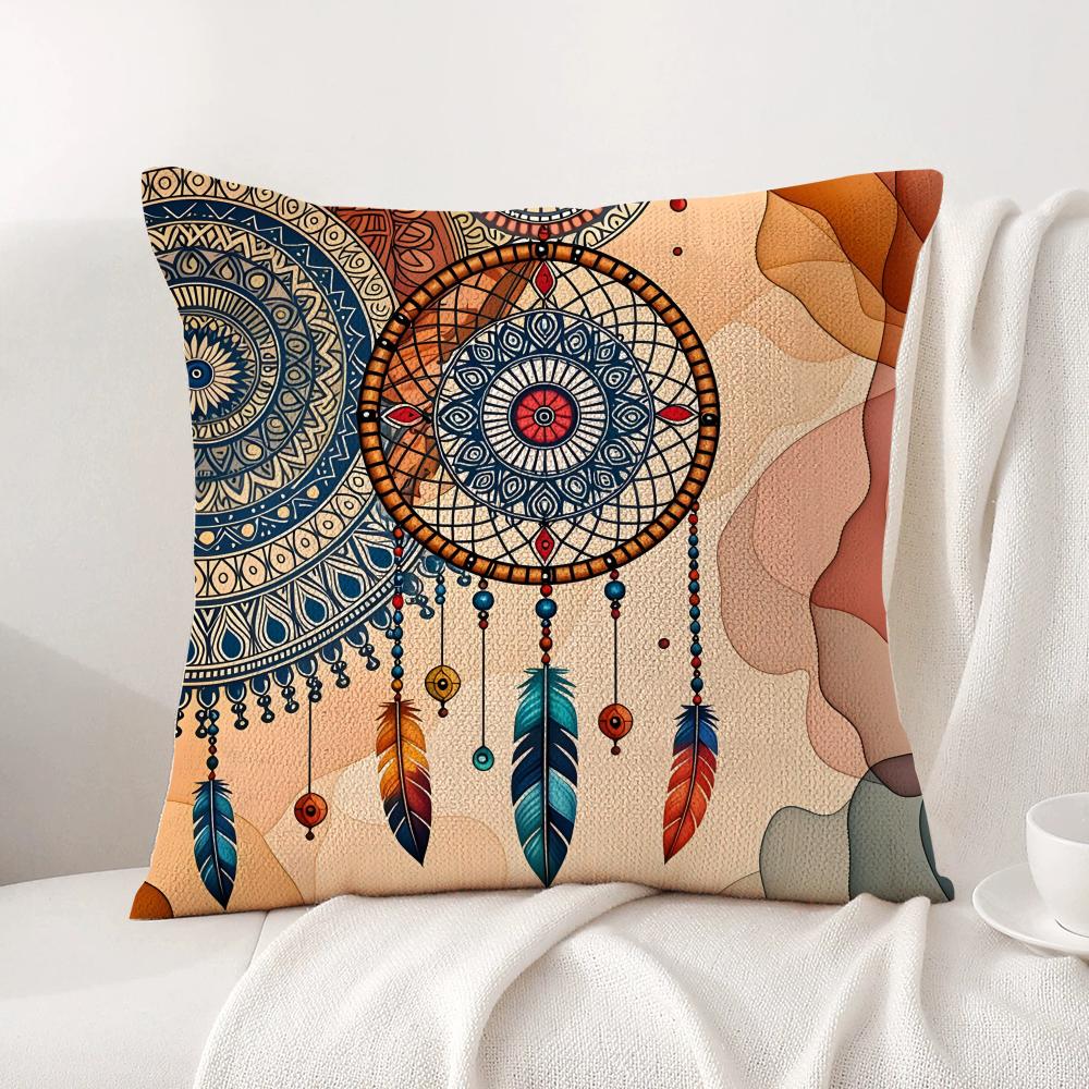 Bohemian Style Cushion Cover Natural Linen Organic Fabric DoubleSided Printing Sofa Home Decor Gift Pillow Cover