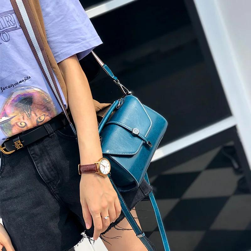 Women's Cowhide Leather Small Handbag Shoulder Phe Bag Ladies' Lightweight Cute Purse Messenger Crossbody Bag Versatile