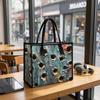 Vintage Metal Hole Print Tote Bag Large Capacity Casual Daily Handbag for Outdoor Commute