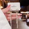 1 Pair Dangle Earrings Bowknot Shape Shining Rhinestones Lady Earrings Heart Imitation Pearls Tassel Jewelry Accessory