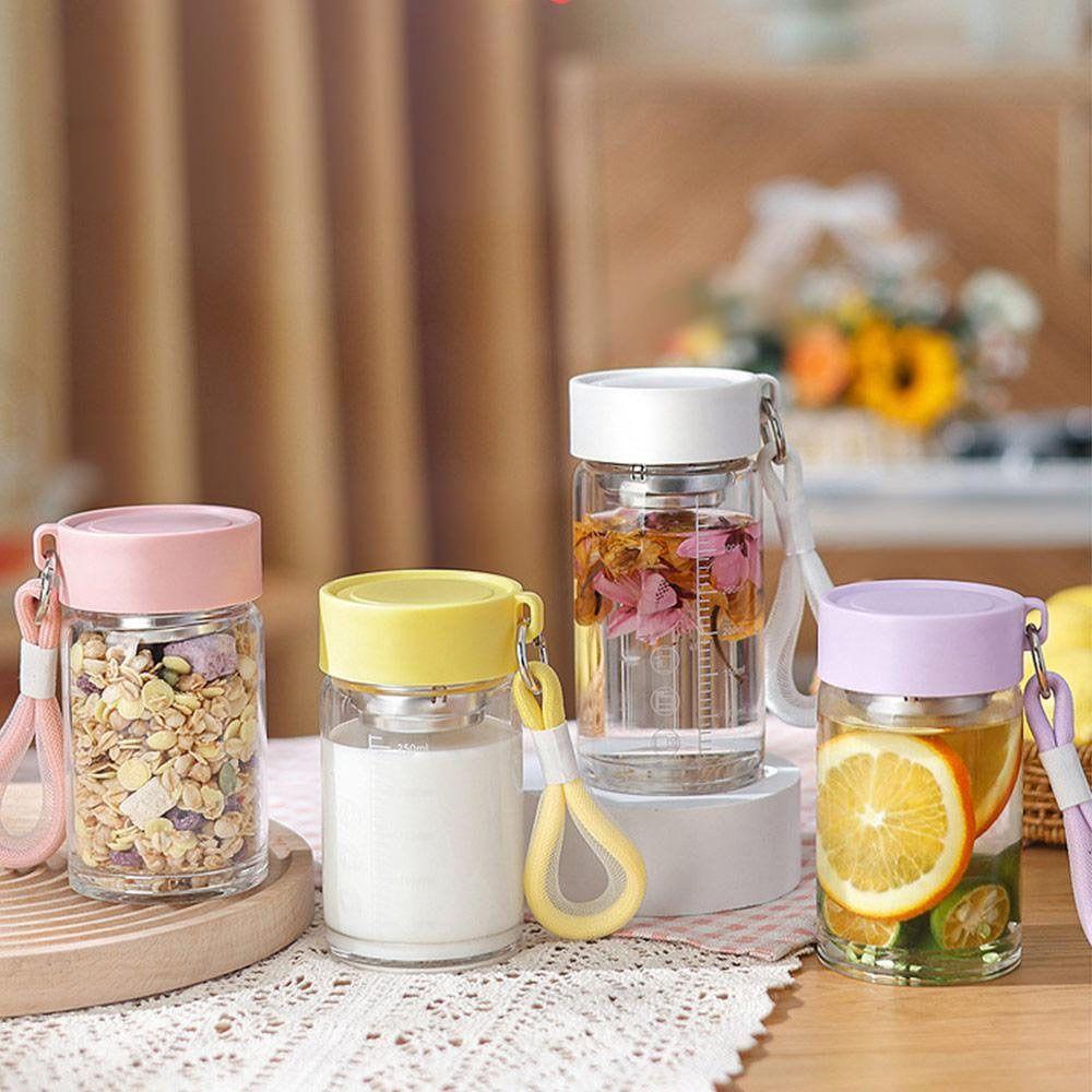 Neue 300ml Damen Glas Wasser Tasse Transparent Tragbar Tragbar Skala Frühstück Milch Tassen Große Kapazität Herren Teetasse