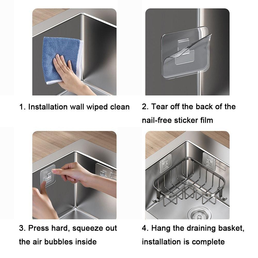 Carbon Steel Sink Drain Rack Wall Mounted Sponge Storage Basket Triangular Drainage Rack  for Home