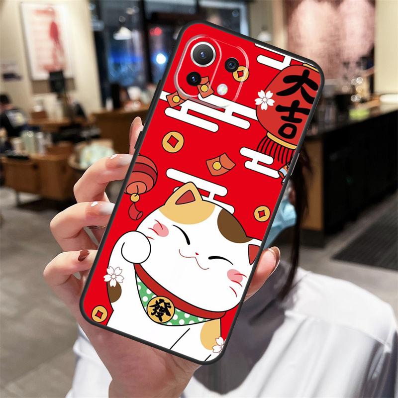 

Чехол Maneki Neko Счастливой Кошкой для Денег для Xiaomi 17 Pro Max 14 15 Ultra 13T 14T 15T Pro POCO X7 Pro X3 X5 X6 F5 F6 F7 F8 Чехол OPPO Reno12