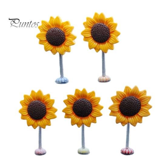 Non Residual Adhesive Ornaments 5Pcs Wobble Sunflower Car Dashboard Decor, Resin Spring Flower Ornament Interior Decoration Flowers with Slip
